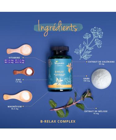Relaxation Complex | Valerian and Lemon Balm Extracts | With GABA B Vitamins Magnesium and Zinc | No Additives | Anti Stress + Relaxation | 120 Capsules | Vegan | Vegavero  - Buy Online on GoSupps.com