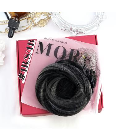 Moresoo Microring Extensions - Real Hair Black & Silver Ombre 35 cm | Thick 1g Remy Micro Loop Hair Extensions - Buy Online on GoSupps.com