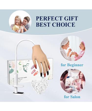 Flexible Practice Hand for Acrylic Nails with 100Pcs Nail Tips - Durable Fake Nail Training Hand for Manicure Practice - Buy Online on GoSupps.com