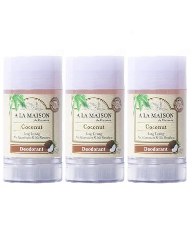 A La Maison Coconut Aluminum Free Deodorant for Women and Men - Natural Deodorant (3 Stick Bulk Pack) 2.40 Ounce (Pack of 3) - Buy Online on GoSupps.com
