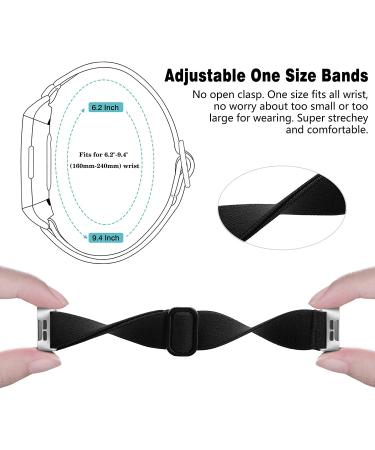Witzon Adjustable Elastic Bands for Fitbit Charge 4/3/3SE - Breathable Fabric Pattern Replacement Strap for Women Men - Solid Black - Buy Online on GoSupps.com