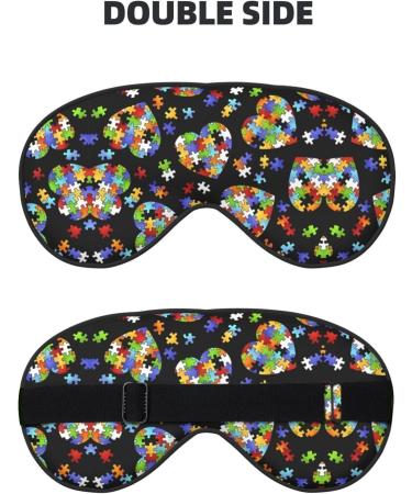 Autism Awareness Heart Eye Mask | Soft Adjustable Puzzle Pieces Sleeping Mask for Men & Women - Comfortable Nighttime Use - Buy Online on GoSupps.com