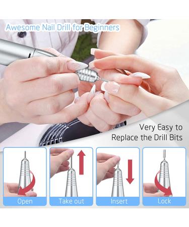 30000rpm Professional Nail Drill Set for Acrylic Nails - Electric Efile Machine Kit with Drill Bits for Manicure & Pedicure - Ideal for Beginners and Salons - Black - Buy Online on GoSupps.com