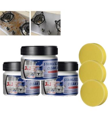 Stainless Steel Clean Wax Magical Nano-Technology Stainless Steel Cleaning Paste Multifunctional Cleaning Metal Polishing Wax 3 in 1 Stainless Steel Wax Cleaner for Grease (3pcs)