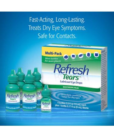 Refresh Tears Lubricant Eye Drops - 4x15ml + 1x5ml | Fast Relief for Dry Eyes - Buy Online on GoSupps.com