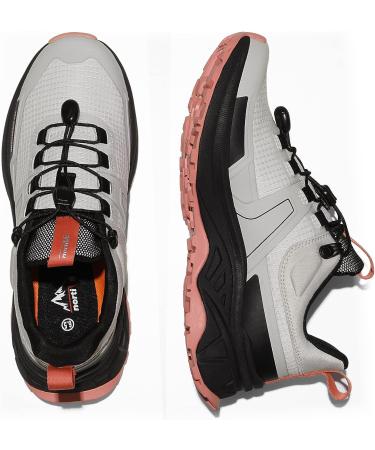 NORTIV 8 Women's Lightweight Hiking Shoes - Grey Pink | Quick Laces Outdoors Sneakers 6 - Buy Online on GoSupps.com
