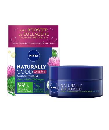 NIVEA NATURALLY GOOD Anti-aging Night Cream with Organic Burdock Extract & Organic Argan Oil 50 ml moisturizing cream for all skin types 24-hour hydration face cream