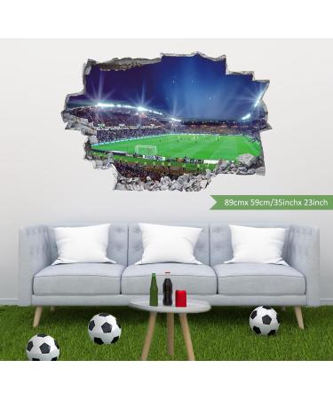 ANHUIB Large 3D Football Stadium Wall Sticker - Boys Bedroom Decor - Soccer Sport Wall Decals for Kids Room - Blue - Buy Online on GoSupps.com