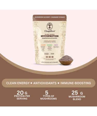 ChagaRoot Mycoprotein Mushroom Protein Powder Chocolate Flavor 20g Plant Based Protein per Serving Reishi Chaga Lions Mane Shiitake Turkey Tail Vegan Gluten Free Coffee Smoothies 1.76 lb - Buy Online on GoSupps.com