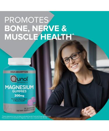 Qunol 200mg Magnesium Citrate Gummies | High Absorption Supplement for Nerve, Bone & Muscle Health | Vegetarian | 90ct - Buy Online on GoSupps.com