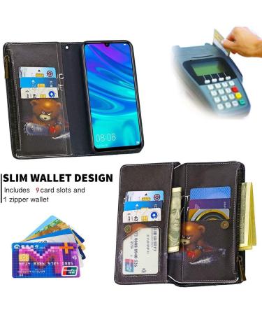 Miago Huawei Y7 2019 Leather Wallet Case - 9 Card Slots Colorful Zip Flip Shell PU Pocket Cover - Buy Online on GoSupps.com