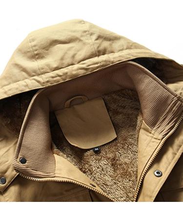 Shop Hanxiulin Men's Fleece Jacket - Cozy Plush Winter Coat with Hood Casual & Slim Fit Available in Khaki XXL - Buy Online on GoSupps.com