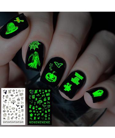 TailaiMei Glow in The Dark Halloween Nail Stickers - 10 Fluorescent Design Decals for DIY Nail Art and Manicure - Buy Online on GoSupps.com