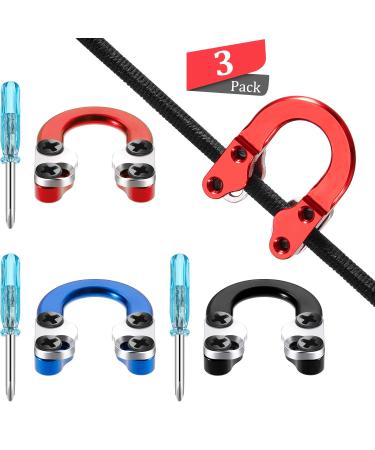 3 Sets Archery D Loop Compound Bow Metal D Loop Metal D Ring Buckle Release Nocking Loop with Screwdrivers for Hunting Accessories