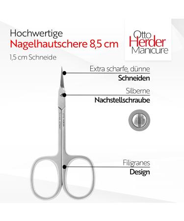 Otto Herder Skin Scissors - Extra Sharp 8.5 cm Nail Skin Shears with Fine Tip & Large Cutting Edge - Precision Nail Care Tools for Protruding Skin - Buy Online on GoSupps.com
