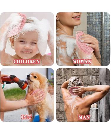 WLLHYF 2-in-1 Silicone Body Scrubber & Shampoo Brush - Exfoliating Loofah Bath Accessory for Men and Women (Pink) - Buy Online on GoSupps.com