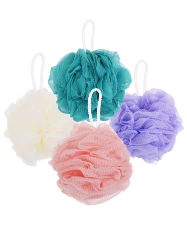 DVHOK 4 Pieces Bath Sponge Shower Sponge 60g Mesh Pouf Balls Sponge Scrubber 4 Pieces (1 Pack)
