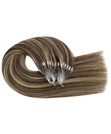 UGEAT Microring Extensions - Brown 45cm Real Hair | Chocolate Brown & Caramel Blonde | 50g 50 Strands - Premium Quality Microring #4/27 - Buy Online on GoSupps.com