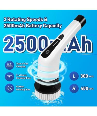 Electric Spin Scrubber for Bathroom Floor Power Scrubber with 8 Brush Heads Cordless Cleaning Brush with Adjustable Extension Handle Power Shower Cleaning White - Buy Online on GoSupps.com