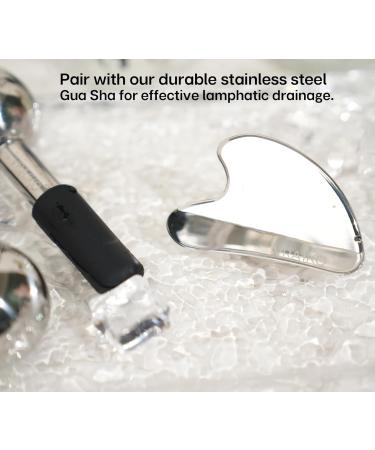 ICE Globes & Gua Sha Set - Unbreakable Steel Facial Tools for Dark Circles Puffiness & Lymphatic Drainage | Face Massager Cooling Rollers (Black - Buy Online on GoSupps.com