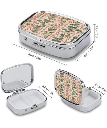 Decorative 2 Compartment Pill Box with Flower Pattern | Portable Metal Pill Organizer for Pocket & Purse | Ideal Medicine Case - Buy Online on GoSupps.com