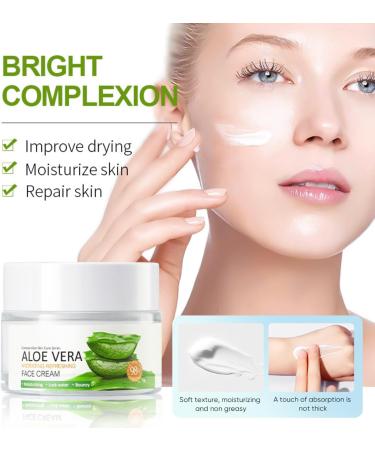 Aloe Vera Face Cream - Face Moisturizer For Women - Hydrating Face Moisturiser For All Skin Types -Night Cream for Women Anti Aging - Good For Anti-Wrinkle Acne Soothing and Moisturizing - Buy Online on GoSupps.com