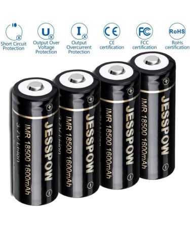 18500 Rechargeable Batteries - IMR 1600mAh Li-ion Battery (3.7V) for Flashlights & Solar Garden Lights - 4 Pack - Buy Online on GoSupps.com