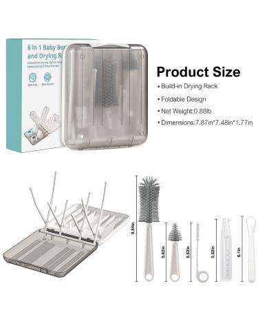 7 in 1 Bottle Brush Set with Baby Spoon - White | Baby Travel Essentials for Moms - Buy Online on GoSupps.com