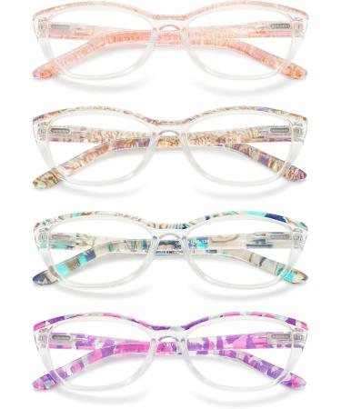 Vevesmundo Womens Cat Eye Reading Glasses Set - 4 Anti Blue Light Glasses 2.0 Diopter Spring Hinge Visual Aid - Buy Online on GoSupps.com
