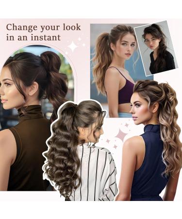 SEGOHAIR Claw Clip Ponytail Hair Extensions Human Hair 22 Inch Ponytail Extension Natural Real Hair Straight Remy Hair Extensions-Dark Chocolate Brown with Strawberry Honev Blonde(130g) - Buy Online on GoSupps.com