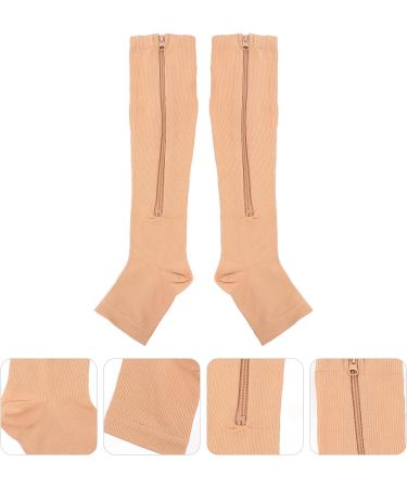 Faruta Knee-High Toe Socks - Support Stockings with Zipper for Walking & Running | Relief for Varicose Veins | Size L/XL Skin Color - Buy Online on GoSupps.com