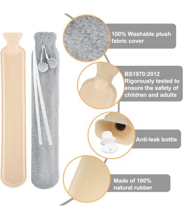 AQhui Long 2L Fluffy Hot Water Bottle with Cover - Wearable & Extra Long Hot Water Bottle for Body, Neck, Waist, and Shoulder - Large Hot Water Bottle Gift for Women & Girls - Grey - Buy Online on GoSupps.com