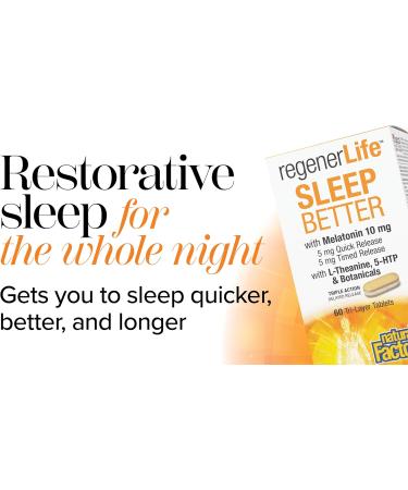 Natural Factors Regenerlife Sleep Better 60 Tri-Layer Tablets 5 mg Quick Release Melatonin 5 mg Timed Release Melatonin L-Theanine 5-HTP and Botanicals Promotes a Longer Better Quality of Sleep Non-Habit Forming - Buy Online on GoSupps.com