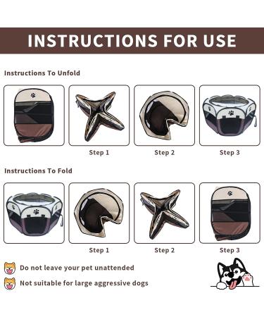 Gommle Portable Pet Playpen for Small Pets | Indoor/Outdoor with Carrying Case | Waterproof Bottom & Removable Zipper Top | S (28.7 x 28.7 x 16) - Brown - Buy Online on GoSupps.com