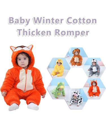 COOKY.D Baby Animal Hooded Winter Romper | Newborn 3-36 Month | Thicken Outfits Jumpsuit | 6-12 Month Fox - Buy Online on GoSupps.com