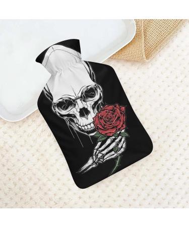 Skull Rose Hot Water Bottle with Plush Cover - Hand Warmer for Adults & Children | 26.5x15.3cm - International Shipping Available - Buy Online on GoSupps.com