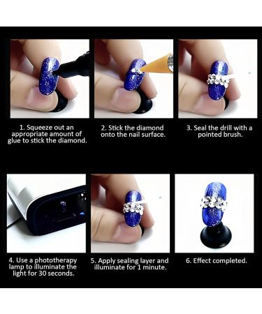 2 Piece Nail Rhinestone Glue Set Resin Nail Gemstone Adhesive Glue Needle Brush Dual Purpose Jewelry Glue UV Gel for Nail Art Salons DIY Enthusiasts Decorations Tools 10ml - Buy Online on GoSupps.com