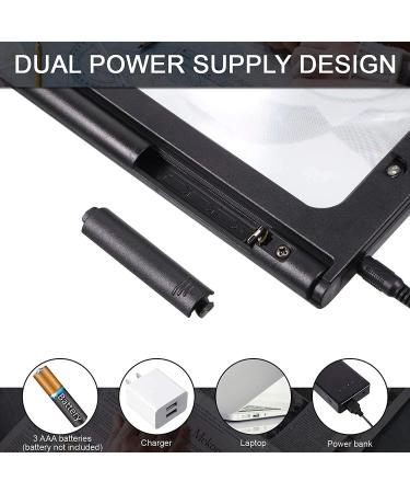 JTIAN 3X Large Full Page Magnifier with 12 LED Lights Foldable Flip-Out Legs Dual Power Supply Modes- Ideal for Hands Free Reading Low Vision Seniors with Aging Eyes - Buy Online on GoSupps.com