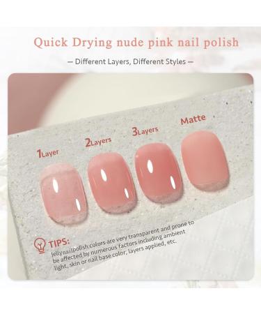 Nude Nail Polish - Jelly Nail Polish Varnish - Quick Drying & Long Lasting Breathable Nail Polish - No Need Baking Oil-Based Formula Pastel Nail Polish Women - Buy Online on GoSupps.com