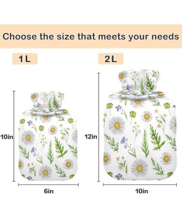NAANLE Hot Water Bottle with Cover - Watercolor Daisies 2L Large Warm-Up Bag for Menstrual Cramps Pain Relief & Heat Therapy - Ideal for Hands & Feet - Buy Online on GoSupps.com