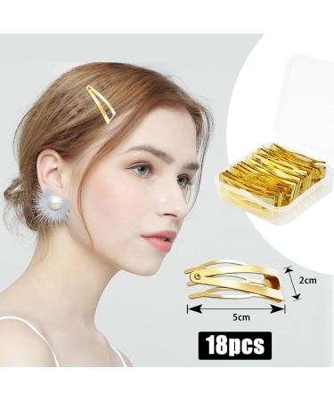 Mbsomnus 18pcs Double Grip Snap Hair Clips - Gold | Hair Barrettes for Women, Girls, Salon Styling - Hair Accessories - Buy Online on GoSupps.com