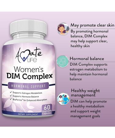 Women's DIM Complex 150mg with Bioperine for Menopause & Hormonal Balance - 60 Capsules - Made in USA by Amate Life - Buy Online on GoSupps.com