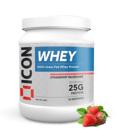 ICON Nutrition Whey Protein Powder 960g 30 Servings - Strawberry Milkshake Strawberry 960 g (Pack of 1)