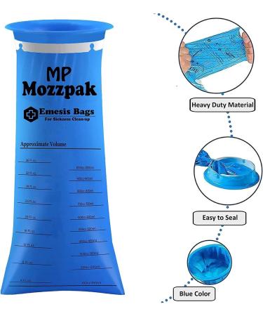100 Pack Disposable Vomit Bags, 1000ml Leak Resistant Emesis Bags for Travel, Motion Sickness, Car & Aircraft - Medical Grade Portable Barf Bags - 100 Count - Buy Online on GoSupps.com