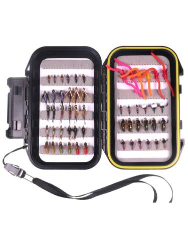 Wifreo Fly Fishing 54 Nymph Flies Assortment BH Wet Fly for Trout Flyfishing with Waterproof Fly Box