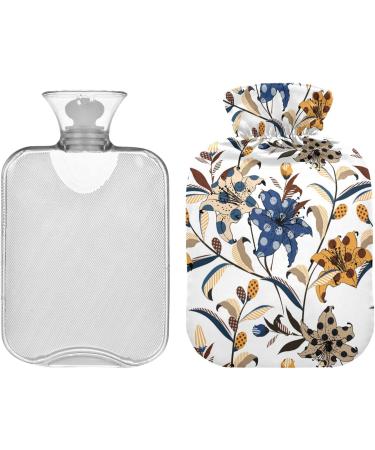 NAANLE Hot Water Bottle with Cover - Dotted Striped Floral | 1L Pain Relief & Therapy - Perfect for Bed & Foot Warmth - Buy Online on GoSupps.com