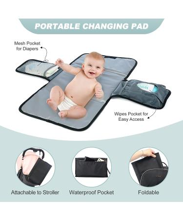 Diaper Bag Backpack  LOVEVOOK Quilted Baby Bag with Changing Pad & Pacifier Holder Travel Diaper Bags with USB Charging Port Black - Buy Online on GoSupps.com
