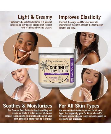 Coconut Body Butter for Women - Hydrating Whipped Cream with Pure Coconut Oil Cupua u & Murumuru | Shea Body Butter for Dry Skin (Watermelon & Freesia Scent - Buy Online on GoSupps.com
