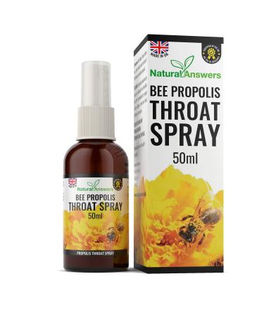 Propolis Throat Spray 50ML Immune Support & Sore Throat Relief Natural Answers Bee Propolis Spray with Honey (1 Pack) 50 ml (Pack of 1)
