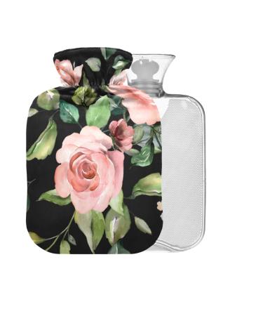 Spring flowers rose petals hot water bottle with cover 1 l small warm-up bag for pain relief headache neck and shoulders BPA-free